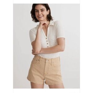 Madewell Women's Tan Checkered Jean Shorts NWT Sz 26 the perfect jean short